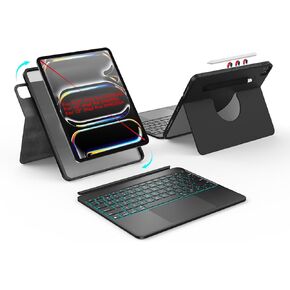 for iPad Air 13 inch M3 / M2 and iPad Pro 13 inch M4 and iPad Pro 12.9 (6th, 5th, 4th, 3rd Gen) 360° Rotatable Detachable Full Protect Magnetic Keyboard Case with Trackpad & 7 Backlits,Black