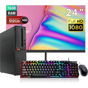 Lenovo ThinkCentre M710S SFF Desktop Computer PC, with 24" FHD(1920x1080) Monitor, Intel i3-6100 3.7GHz, 16GB RAM, 512GB SSD, Keyboard&Mouse, USB WiFi, Win10 Pro (Renewed)