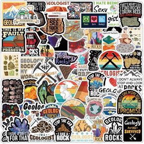 62pcs Geology Aesthetics Cartoon Waterproof Vinyl Stickers for Boys Adults for Water Bottles Laptop Suitcase for Birthday Party Supplies Halloween Decoration Favors