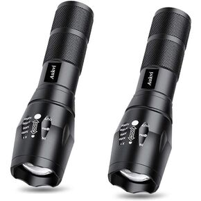 TC1200 Tactical Flashlight 3000 Lumens Zoomable 5 Modes for Hurricane Camping Hiking etc (2-Pack)