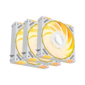Yeston * Zeaginal ARGB ZS LED 120mm Case Fan,Quiet Edition High Airflow Color LED Case Fan for PC Cases, CPU Coolers,Radiators SystemComputer Case Cooling Fan (3, White, Fan)