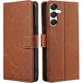 for Samsung Galaxy A16 5G Wallet Case with RFID Blocking Card Holder Kickstand, PU Leather Protective Cover Women Men for Samsung A16 (Brown)