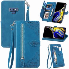 متوافق مع Samsung Galaxy Note 9 Wallet Case with Wrist Strap Lanyard و Leather Flip Card Accessories Cell Accessories Folio Purs