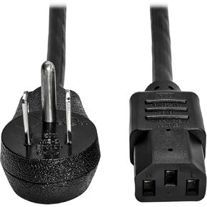Tripp Lite Desktop Computer Power Cord, Right-Angle 5-15P to C13 - Heavy Duty, 15A, 125V, 14 AWG, 6 ft, Black (P007-006-15D)