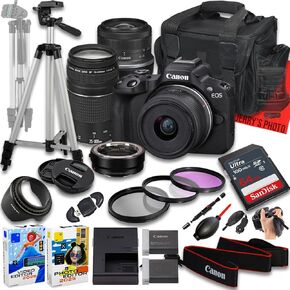 Canon EOS R50 Mirrorless Camera with RF-S 18-45mm f/4.5-6.3 is STM and EF 75-300mm f/4-5.6 III Lens + Mount Adapter + 64 GB Memory + Extra Battery + More (23pc Bundle) (Renewed)