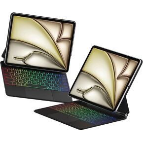 For iPad Air 13 2024 and iPad Pro 12.9-inch June 2022 / May 2021 / April 2020 /2018 th keyboard case - Magnetic keyboard case with multi-touch touchpad - floating cantilever stand (Silver-white)