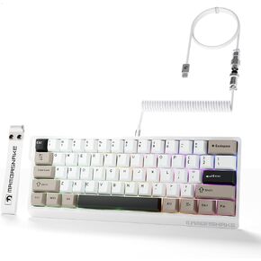 X60 HE Magnetic Switch Keyboard Adjustable Actuation,BT/2.4G/Wired Tri-Mode 60% Percent Mechanical Gaming Keyboard,8KHz Polling Rate Rapid Trigger,Web Driver for Win/Mac-White
