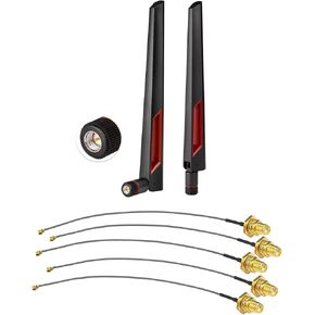 Superbat Dual Band WiFi Antenna 2.4GHz 5GHz 5.8GHz SMA WiFi Antennae + U.FL to SMA Pigtail 5pcs