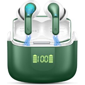 Wireless Earbuds, Bluetooth Headphones 5.3 NEW 40H Ear Buds Bass Stereo Earphones Noise Cancelling Earbud with 4 ENC Mic in-Ear Bluetooth Earbud USB-C LED Display IP7 Waterproof Sport for Android iOS