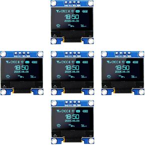 0.96 Inch OLED I2C IIC Display Module, 128x64 Pixel I2C SSD1306 OLED Screen Board Compatible with Arduino Raspberry Pi (5Pcs Blue)