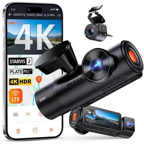 Vantrue N4 Pro S 4K 3 Dash Dash Cam W/Triple Starvis 2 ، 4K+1080p+2.5k Camera Inside Inside Dash Camera ، HDR IR Light Vision ، 4G LTE LIVE ، التحكم الصوتي ، وضع وقوف السيارات ، GPS ، WI-FI ، الدعم 1TB