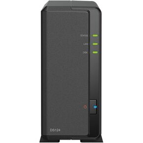 Synology DiskStation DS124 NAS Server with RTD1619B 4-Core 1.7GHz CPU, 1GB Memory, 2TB SSD Storage, 1 x 1GbE LAN Port, DSM Operating System