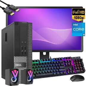 Dell OptiPlex 7010 9010 SFF Small Form Factor Desktop PC w/ 22in LCD Monitor, Quad Core i5 3.8GHz, 16GB RAM, 256GB SSD, TF200 RGB Keyboard, Dual Speakers, Win10 pro(Renewed)