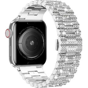 Wolait Dressy Bling Band Compatible With Apple Watch Bands 46mm 49mm 45mm 44mm 42mm 41mm 40mm 38mm, Diamond Metal iWatch Bands for Women Series 10 9 8 7 6 SE 5 All Series