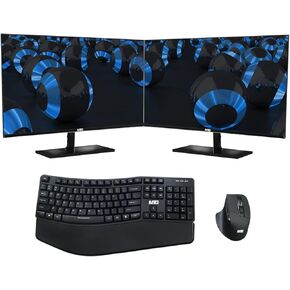 TechMagnet All in one Desktop Computer, Cheetah 6, Intel Core i5 6th Gen, 16GB DDR3, 1TB SSD, New Dual 24 inch Curved Display, Wireless Ergonomic Keyboard Mouse Windows 11 Pro (Renewed)