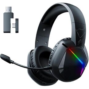 Septpenta 2.4Ghz Wireless Gaming Headset, RGB Cool Lighting, Low Latency Noise Cancellation, Soft, Skin Friendly Ear Cushions, Detachable Microphone for a Superior Gaming Experience