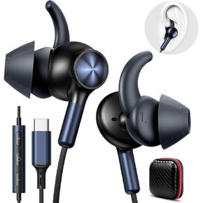 APETOO Wired Ear Buds Sports USB-C Headphones with Anti Fall/Hurt Wingtips, Hands-Free Call, Pure Stereo & Deep Bass, Sweatproof & Comfortable in-Ear Headset for Workout/Small Ear/Men/Kids/iPhone 16