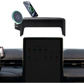 Car Phone Holder for 2021-2025 Ford Mustang Mach-E Accessories Apply to 15.5 Inch Touch Screen 15W Fast Wireless Charger Screen Fixed Clip Cell Phone Mount Hands-Free 360 Degree Rotation