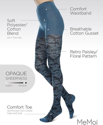 MeMoi Floral Paisley Cotton Blend Sweater Tights in Kuwait