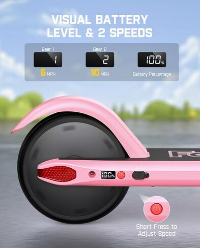 C9 Electric Scooter for Kids Ages 8+, 6/10MPH, 5 Miles Range, LED Display, Adjustable Height, Foldable, Rubber Wheels, Lightweight, Gifts for Boys and Girls up to 132 lbs in Saudi Arabia