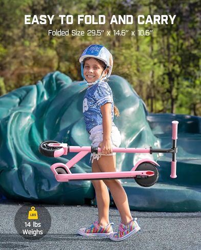 C9 Electric Scooter for Kids Ages 8+, 6/10MPH, 5 Miles Range, LED Display, Adjustable Height, Foldable, Rubber Wheels, Lightweight, Gifts for Boys and Girls up to 132 lbs in Saudi Arabia