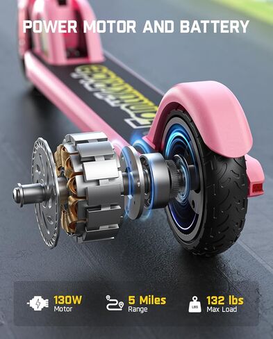 C9 Electric Scooter for Kids Ages 8+, 6/10MPH, 5 Miles Range, LED Display, Adjustable Height, Foldable, Rubber Wheels, Lightweight, Gifts for Boys and Girls up to 132 lbs in Saudi Arabia