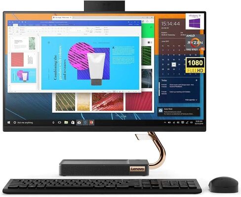 Lenovo Ideacentre A540 23.8" FHD All-in-One Desktop, AMD Ryzen 5 Pro 4650GE 6 Cores Processor, 16GB RAM 512GB PCIe SSD, Wi-Fi, Bluetooth, Wireless Keyboard & Mouse, Windows 10 Pro, Black in Saudi Arabia