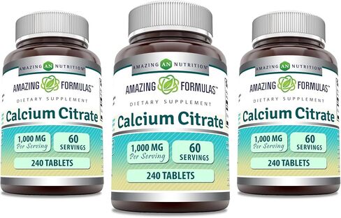 Amazing Formulas Calcium Citrate Supplement | 1000 Mg | 240 Tablets | Non-GMO | Gluten Free | Made in USA in Saudi Arabia