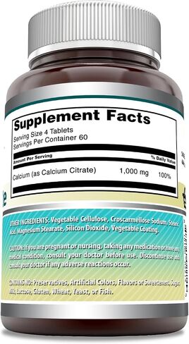 Amazing Formulas Calcium Citrate Supplement | 1000 Mg | 240 Tablets | Non-GMO | Gluten Free | Made in USA in Saudi Arabia