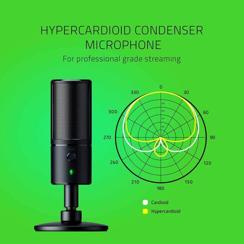 ميكروفون Razer seiren x USB المتدفق بدرجة احترافية مدمج للصدمات ونمط التقاط supercardiod من الألومنيوم المؤكسد باللون الأبيض الزئبقي المتجدد in Saudi Arabia