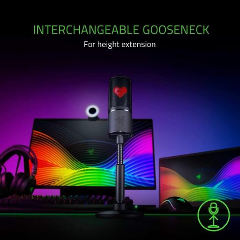 ميكروفون Razer seiren x USB المتدفق بدرجة احترافية مدمج للصدمات ونمط التقاط supercardiod من الألومنيوم المؤكسد باللون الأبيض الزئبقي المتجدد in Saudi Arabia