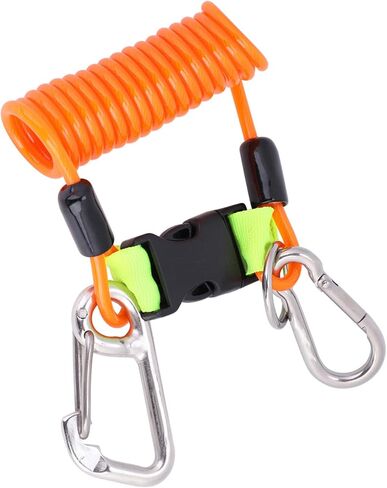 Scuba Diving Lanyard, Heavy Duty Stainless Steel Spring Coiled Lanyard with Quick Release Buckle and Webbing Strap for Cameras and Dive Lights in Kuwait