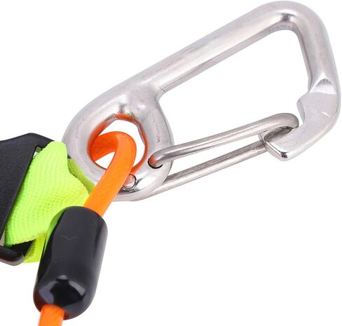 Scuba Diving Lanyard, Heavy Duty Stainless Steel Spring Coiled Lanyard with Quick Release Buckle and Webbing Strap for Cameras and Dive Lights in Kuwait