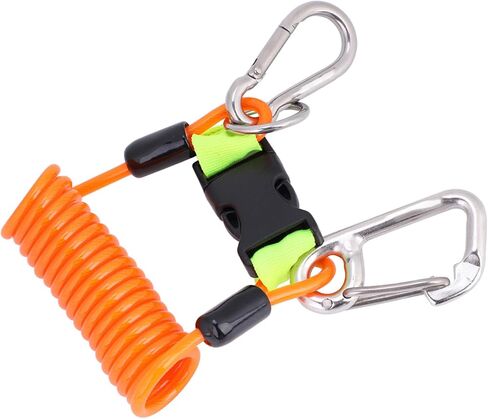 Scuba Diving Lanyard, Heavy Duty Stainless Steel Spring Coiled Lanyard with Quick Release Buckle and Webbing Strap for Cameras and Dive Lights in Kuwait