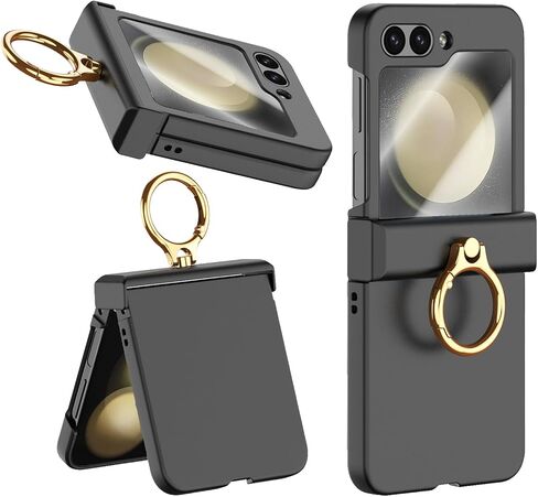 CaseOll for Samsung Galaxy Z Flip 6 مع حماية المفصلات ، و 360 درجة كيكستاند الحلقة ، واقي الشاشة الخلفية ، ودعم غطاء حالة الهاتف الشحن اللاسلكي لـ Z Flip 6 5G ، Green in Kuwait