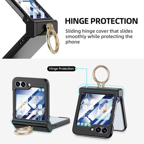 CaseOll for Samsung Galaxy Z Flip 6 مع حماية المفصلات ، و 360 درجة كيكستاند الحلقة ، واقي الشاشة الخلفية ، ودعم غطاء حالة الهاتف الشحن اللاسلكي لـ Z Flip 6 5G ، Green in Kuwait