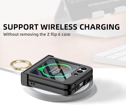 CaseOll for Samsung Galaxy Z Flip 6 مع حماية المفصلات ، و 360 درجة كيكستاند الحلقة ، واقي الشاشة الخلفية ، ودعم غطاء حالة الهاتف الشحن اللاسلكي لـ Z Flip 6 5G ، Green in Kuwait
