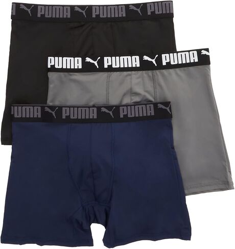 PUMA Men's 3 Pack Performance Boxer Briefs, Black/Red Camo/Grey, Small in Saudi Arabia