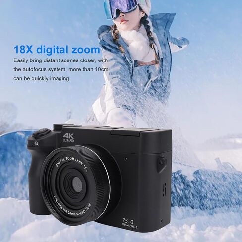 Bewinner 4K Digital Camera للتصوير الفوتوغرافي ، كاميرا واي فاي 75 ميجابكسل مع شاشة 3 بوصات ، عدسة مزدوجة ، 18x Zoom Mirrorless Cam للمبتدئين (أبيض) in Saudi Arabia