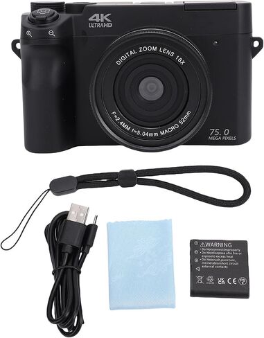 Bewinner 4K Digital Camera للتصوير الفوتوغرافي ، كاميرا واي فاي 75 ميجابكسل مع شاشة 3 بوصات ، عدسة مزدوجة ، 18x Zoom Mirrorless Cam للمبتدئين (أبيض) in Saudi Arabia