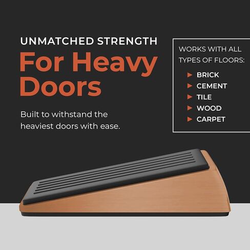Architectural Hardware - Heavy Duty Zinc Door Stopper with Rubber Anti Scuff Grips - Metal & Rubber Wedge Door Stoppers for Bottom of Door - Modern Door Stops - Doorstop Jam Door Wedge Antique Bronze in Saudi Arabia