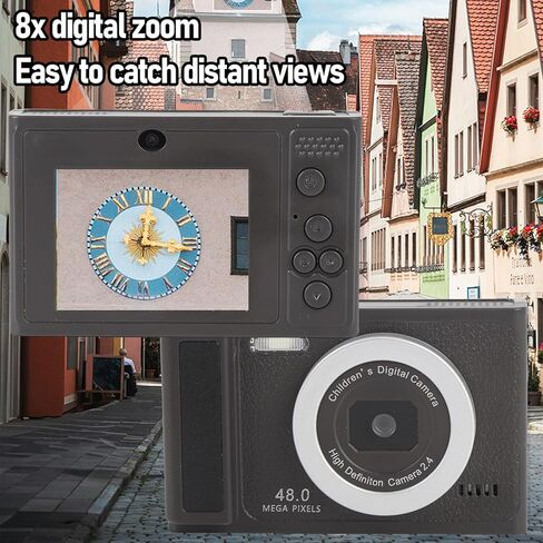 كاميرا رقمية Cuifati 48 ميجابكسل مع HD 1080 بكسل ، استشعار الضوء التلقائي وشاشة 2.4 بوصة ، كاميرا فيديو بدون مرآة ، ضبط تلقائي للتصوير الفوتوغرافي (الأسود) in Saudi Arabia