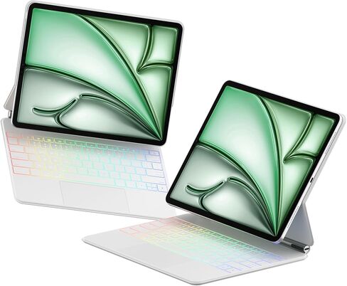 For iPad Air 13 2024 and iPad Pro 12.9-inch June 2022 / May 2021 / April 2020 /2018 th keyboard case - Magnetic keyboard case with multi-touch touchpad - floating cantilever stand (Silver-white) in Saudi Arabia