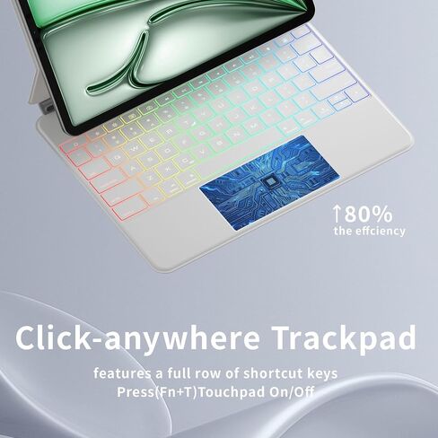 For iPad Air 13 2024 and iPad Pro 12.9-inch June 2022 / May 2021 / April 2020 /2018 th keyboard case - Magnetic keyboard case with multi-touch touchpad - floating cantilever stand (Silver-white) in Saudi Arabia