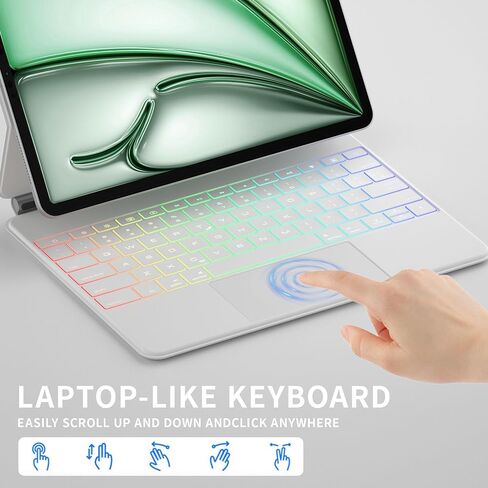 For iPad Air 13 2024 and iPad Pro 12.9-inch June 2022 / May 2021 / April 2020 /2018 th keyboard case - Magnetic keyboard case with multi-touch touchpad - floating cantilever stand (Silver-white) in Saudi Arabia