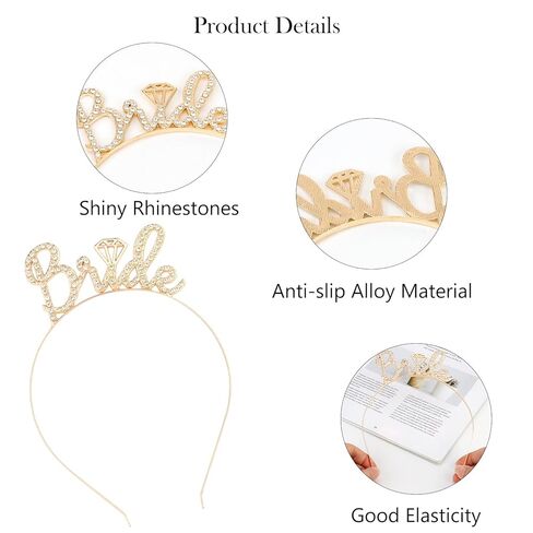 Casoty Bride Headband، تاج العروس الفضي، Bride to Be Headband، حجر الراين العازبة عقال، عقال دش الزفاف لحفل الزفاف، غطاء رأس الزفاف هدية دش الزفاف in Kuwait