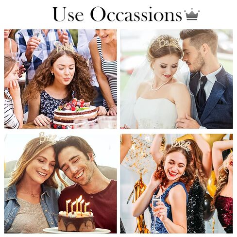 Casoty Bride Headband، تاج العروس الفضي، Bride to Be Headband، حجر الراين العازبة عقال، عقال دش الزفاف لحفل الزفاف، غطاء رأس الزفاف هدية دش الزفاف in Kuwait