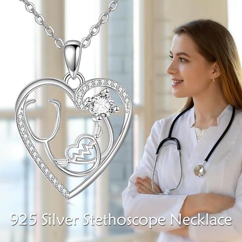AOBOCO Nurse Gift 925 Sterling Silver Nurse Earrings for Women Stethoscope Earrings Heartbeat Jewelry Gifts for Graduation Medical Student Nurse Doctor in Saudi Arabia