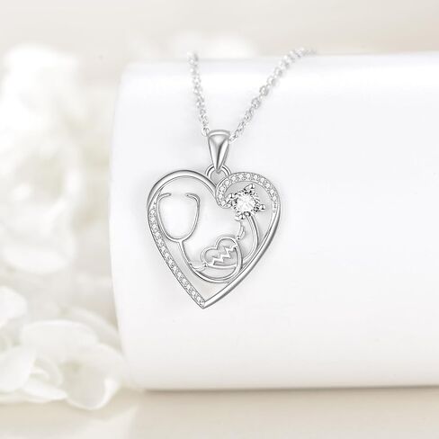 AOBOCO Nurse Gift 925 Sterling Silver Nurse Earrings for Women Stethoscope Earrings Heartbeat Jewelry Gifts for Graduation Medical Student Nurse Doctor in Saudi Arabia