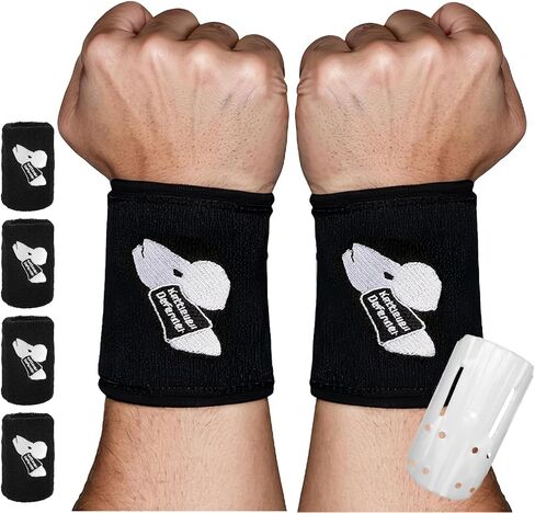 Kettlebell Wrist Guards, Shock Absorbing Wrist Band Protection with Plastic Support, Soft Sweat Absorbent Material Sleeve Athletics Sweatband, Workout Strength Training Weightlifting (1 Pair) in Saudi Arabia
